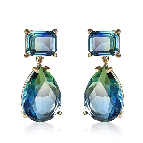 Ohrringe Kristall, Ohrringe Hängend Elegant Wassertropfen Weiß Vergoldet Birnenform Turmalin Ohr Tragus Schmuck Pfosten mit Reibung Zurück 30X13mm von Whoiy