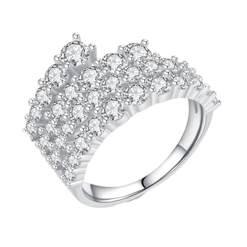Ring Damen Sterling Silber 925, Hochzeitsringe mit Zirkonia Elegant Verlobungsringe Unique mit Gravur für Frauen Freundschaftsringe Größe 57 (18.1) von Whoiy