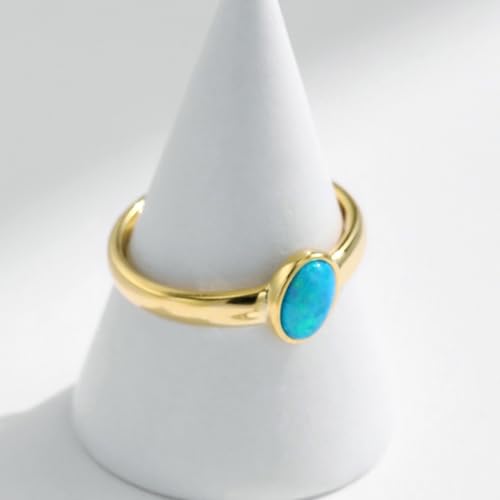 Ring für Damen Sterling Silber 925, Trauringe Elegant Verlobungsring Opal Solitär Gold Frauen Freundschaftsringe Größe 49 (15.6) von Whoiy