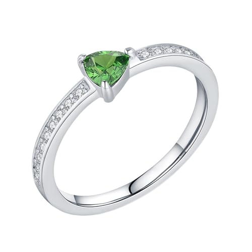 Ringe Damen 925 Sterling Silber, Hochzeit ring mit Grün Zirkonia Trauringe Zart für Frauen Größe 57 (18.1) von Whoiy