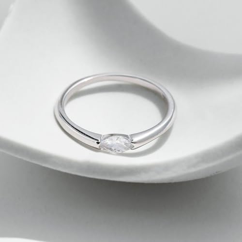 Sterling Silber Ring 925 Damen, Eheringe mit Gravur Verlobungsring Solitär mit Zirkonia Schlicht für Frauen Größe 52 (16.6) von Whoiy