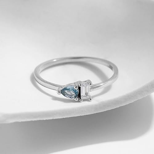 Trauringe Damen Zierlich, Hochzeit ring Sterling Silber 925 Freundschaftsringe Zirkonia Blau für Frauen Größe 60 (19.1) von Whoiy