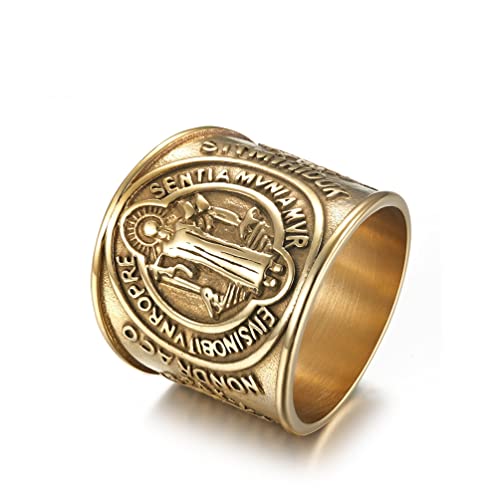 Verlobungsring Paar Edelstahl, Finger Ring Women Gold Exorzismus-Statement-Ring für Männer 67 (21.3) Kostenlos Gravieren von Whoiy