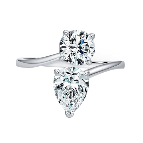 Verlobungsringe Damen Sterling Silber 925, Hochzeitsringe Elegant Offen Zirkonia Freundschaftsringe für Frauen Größe 49 (15.6) von Whoiy