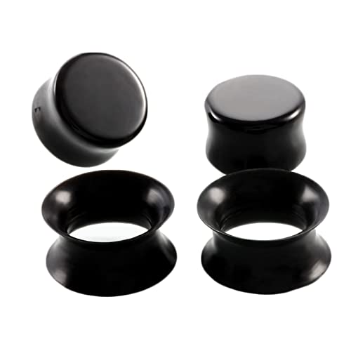 Whoiy 4er Silikon Stein Ohr Tunnel Expander 10mm Double Flared, Schwarz Ohr Tunnel Expander Set Piercing Schmuck für Frauen und Männer von Whoiy