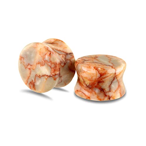 Whoiy 6mm Stein Ohr-Tunnel, 2er Set Naturstein 2G Prägnante Stecker und Tunnel, Braun Ohrexpander für Damen und Herren von Whoiy