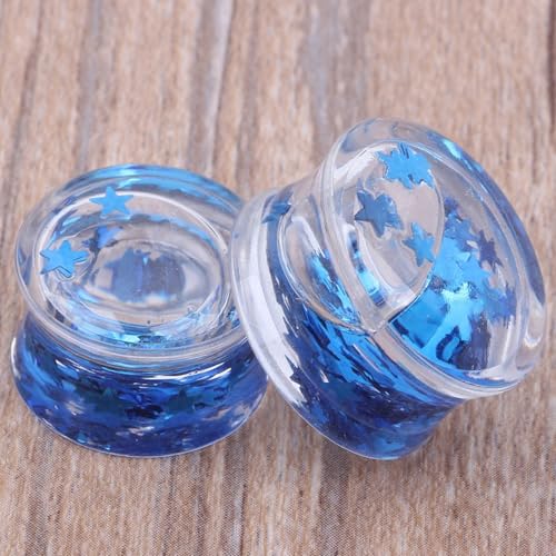 Whoiy Acryl Blau Ohr Tunnel Expander 8mm 2er Double Flared, Damen Piercing-Schmuck von Whoiy