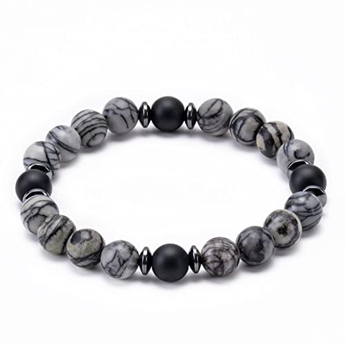 Whoiy Armband Perlen, Achat Armband Herren Legierung Grün Elastische Perlen mit Metallkreis Perlenarmbänder für Herren und Damen 17cmx8mm von Whoiy