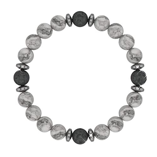 Whoiy Armband Perlen, Zirkonia Armband Grau Elegantes Stretch Perlenarmband Perlenarmbänder für Herren und Damen von Whoiy