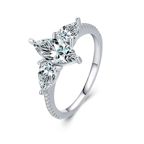 Whoiy Bandring 925 Silber Damen, Verlobungsring Unique mit Gravur Eheringe Elegant mit Zirkonia für Frauen Größe 54 (17.2) von Whoiy