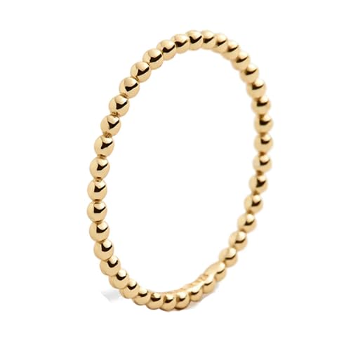 Whoiy Bandring Gelbgold Damen mit Ohne Steine, Hochzeitsringe Eheringe Zart Echt Gold 585 Frauen Trauringe Gr. 60 (19.1) von Whoiy