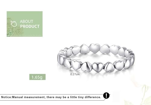 Whoiy Bandring Silber 925 Damen, Hochzeit ring Ohne Stein Trauringe Herz Ringe für Frauen Größe 54 (17.2) von Whoiy