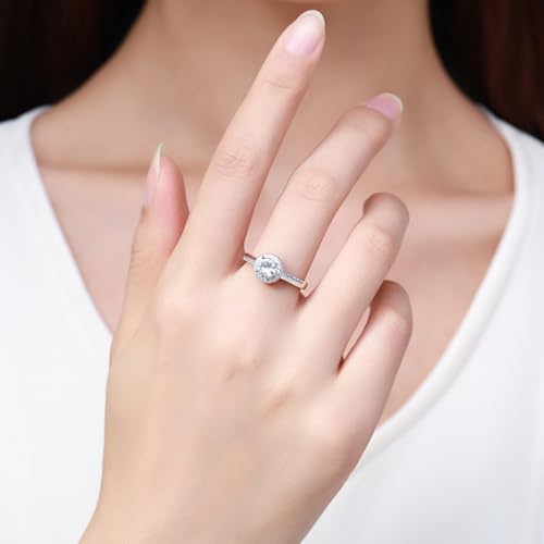 Whoiy Bandringe 925 Echt Silber Damen, Verlobungsring Elegant mit Gravur Eheringe Halo mit Zirkonia für Frauen Größe 60 (19.1) von Whoiy