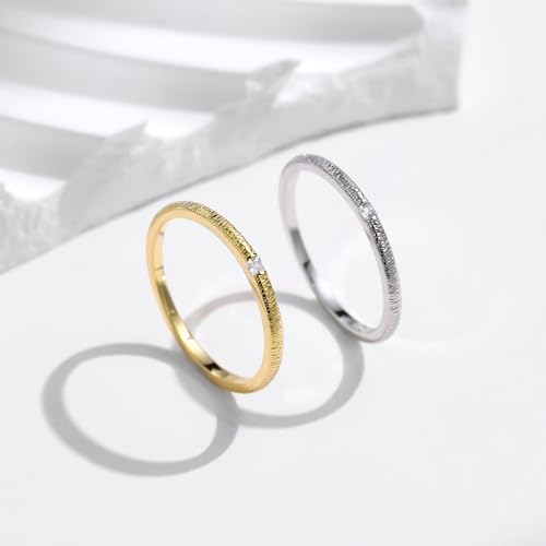 Whoiy Bandringe 925 Echt Silber Damen, Verlobungsring mit Gravur Trauringe Zart mit Zirkonia für Frauen Größe 54 (17.2) von Whoiy