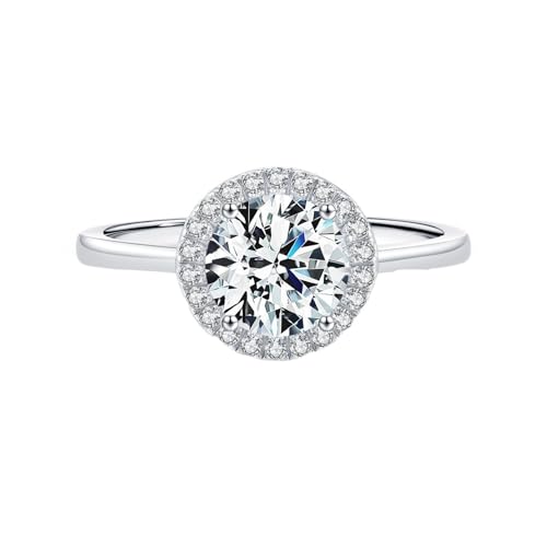 Whoiy Bandringe Halo Echt Silber 925, Trauringe Damen Ring Elegant Verlobungsring mit Zirkonia für Frauen Größe 54 (17.2) von Whoiy