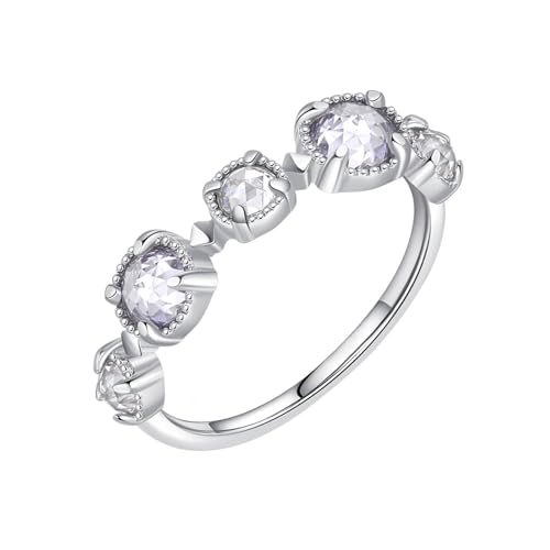 Whoiy Bandringe Unique Echt Silber 925, Hochzeitsringe Damen Ring Verlobungsringe mit Zirkonia für Frauen Größe 60 (19.1) von Whoiy