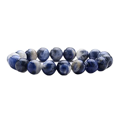 Whoiy Beads Armband Damen, Perlen Armbänder Zirkonia Blau Trendiges Blaues Perlenarmband Geburtstagsgeschenk Perlenarmband 10mm von Whoiy