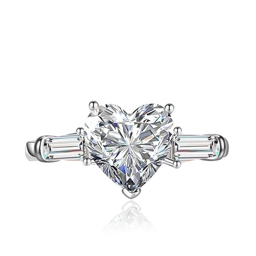 Whoiy Blumenring Weiß, Damen Ring Zirkon Verstellbare Ringe für Frauen Mädchen Herzschliff Zirkonia Weiß von Whoiy