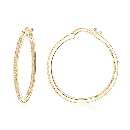 Whoiy Creolen Silber Damen, Damen Ohrringe Rund Geschenke für Mutter Tochter Braut Rundschliff No Gemstone Weiß von Whoiy