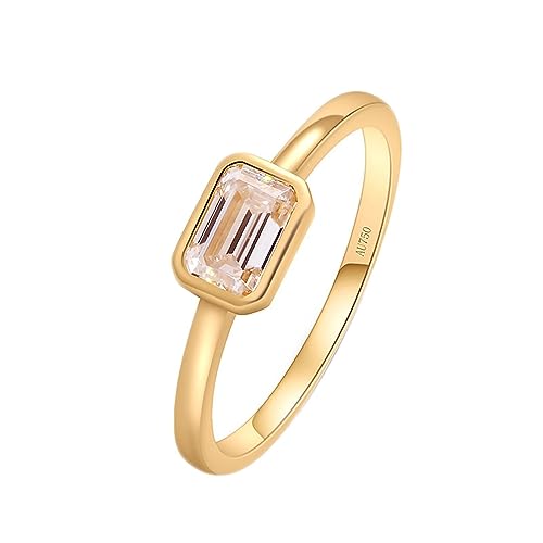 Whoiy Damen Eheringe Gelbgold 585, Solitär 0.6ct Moissanite Echt Verlobungsring 14K Echtgold Trauringe Hochzeitsringe für Frauen Größe 54 (17.2) von Whoiy