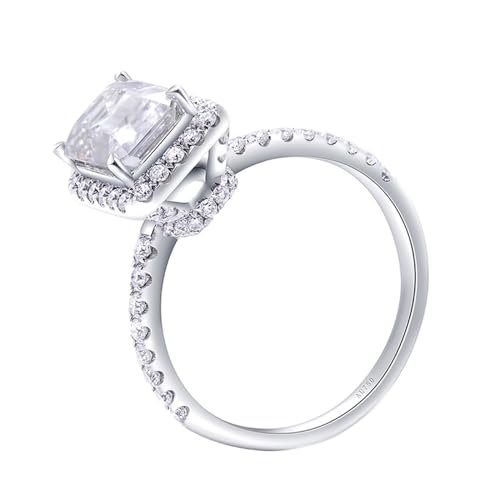 Whoiy Damen Eheringe Weissgold 585, Heiligenschein 3ct Moissanite Echt Verlobungsring 14K Echtgold Trauringe Hochzeitsringe für Frauen Größe 61 (19.4) von Whoiy