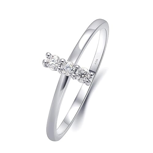 Whoiy Damen Hochzeitsringe Gold 585, Echtgold Eheringe Moissanite Einfach Hochzeit Trauringe Echt Weissgold 14K Ringe für Frauen Größe 66 (21.0) von Whoiy