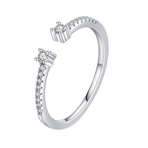 Whoiy Damen Ringe 925 Echt Silber, Hochzeit ring mit Zirkonia Offen Trauringe Einfach Zart für Frauen Größe 49 (15.6) von Whoiy
