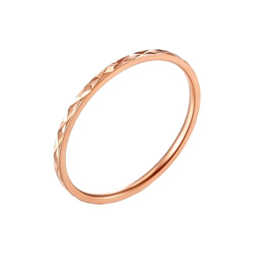 Whoiy Damen Ringe Dünn Band Edelstahl, Rosegold Ring Hochzeit Freundschaftsringe Modern 1.2MM für Sie Größe 52 (16.6) von Whoiy