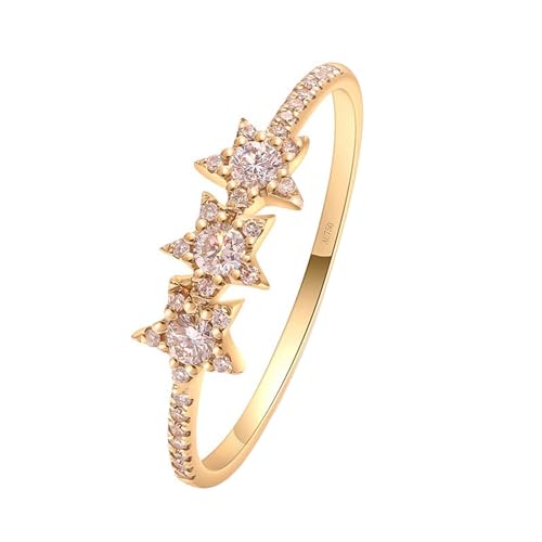 Whoiy Damen Ringe Gelbgold 750, Empfindlich Labor Diamant Echt Eheringe 18 Karat Echtgold Hochzeit Ringe Hochzeitsringe für Frauen Großer 54 (17.2) von Whoiy