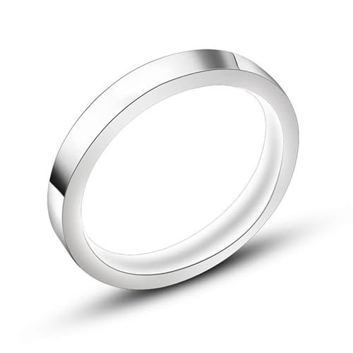 Whoiy Damen Ringe Gravur Personalisiert Dünn 3MM Partner Eheringe, Edelstahl Poliert Hochzeitsringe Silber für Sie Größe 49 (15.6) von Whoiy