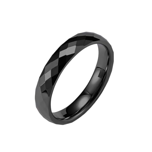 Whoiy Damen Ringe Gravur Personalisiert Poliert 4MM Hochzeit Ring, Wolframcarbid Schlicht Band Verlobungsring Ring Schwarz Größe 54 (17.2) von Whoiy