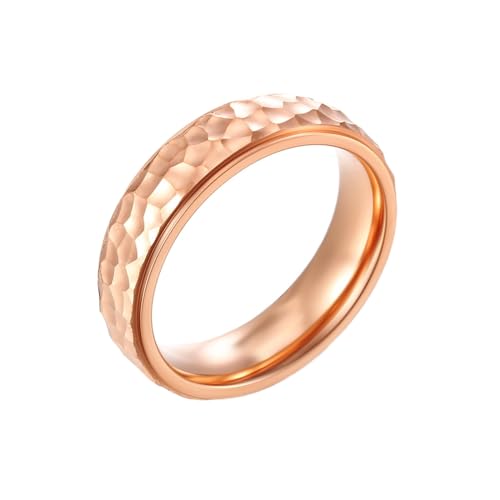 Whoiy Damen Ringe Gravur Personalisiert Poliert 6MM Modeschmuck Ringe, Edelstahl Hochzeitsringe Rosegold für Sie Größe 62 (19.7) von Whoiy