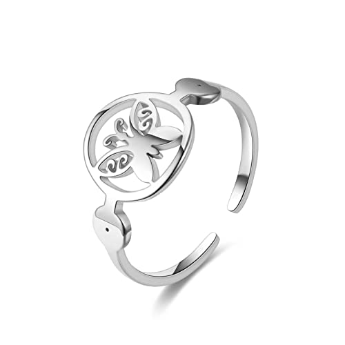 Whoiy Damen Ringe Schmetterling Verlobungsring Ehering, Edelstahl Verstellbar Eheringe Freundschaftsringe Silber für Sie Größe 57 (18.1) von Whoiy