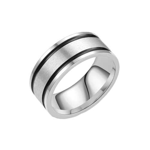 Whoiy Damen Ringe Schwarz Emanel Edelstahl, Silber Hochzeit Ringe Poliert Partnerringe Eheringe Verlobungsringe 8MM Personalisiert Gravur für Sie Größe 65 (20.7) von Whoiy