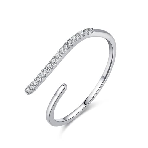 Whoiy Damen Ringe Silber, Hochzeit ringe Zart 925 Eheringe Zirkonia Verstellbar Bandring für Frauen von Whoiy