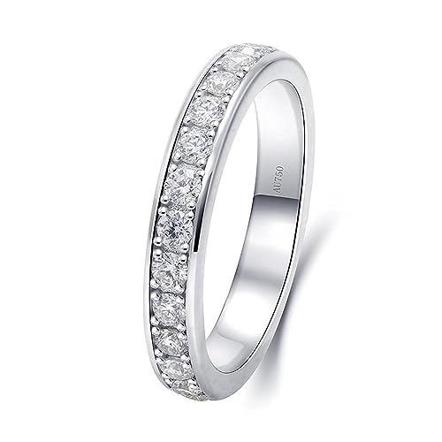 Whoiy Damen Trauring Gold 750, Echtgold Ehering Diamanten Ewigkeit Hochzeit Verlobungsringe Echt Weissgold 18K Ring für Frauen Gr. 62 (19.7) von Whoiy