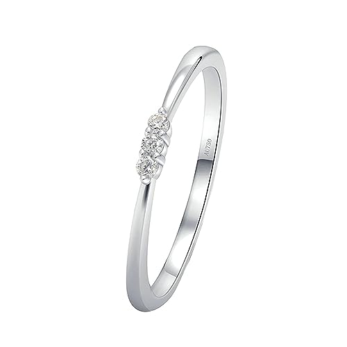 Whoiy Damen Trauring Gold 750, Echtgold Ehering Laborgezüchteter Diamanten Runder Schnitt Zierlich Hochzeit Verlobungsringe Echt Weissgold 18K Ring für Frauen Gr. 57 (18.1) von Whoiy