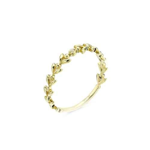 Whoiy Damen Verlobungsring Gold 585, Echtgold Eheringe Moissanite Zierlich Hochzeit Trauringe Echt Gelbgold 14 Karat Ringe für Frauen Größe 57 (18.1) von Whoiy