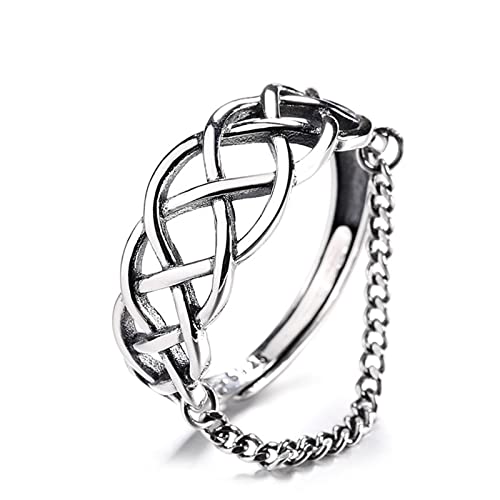 Whoiy Damenring Verstellbar Silber, Damen Ringe Echt Silber 925 Personalisierte Kette Quaste Kostenlose Gravur Geschenk zum Valentinstag von Whoiy