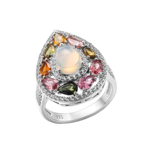 Whoiy Damenringe 925, Sterling Silber Verlobungs Eheringe Elegant Opal Echt Silber Hochzeit Trauringe für Damen Großer 47 (15.0) von Whoiy