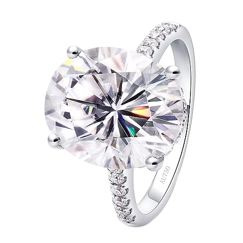 Whoiy Damenringe Gold 585, 6ct Moissanite Verlobungs Eheringe Damen Solitär Echt 14K Weißgold Hochzeitsringe für Frauen Großer 60 (19.1) von Whoiy