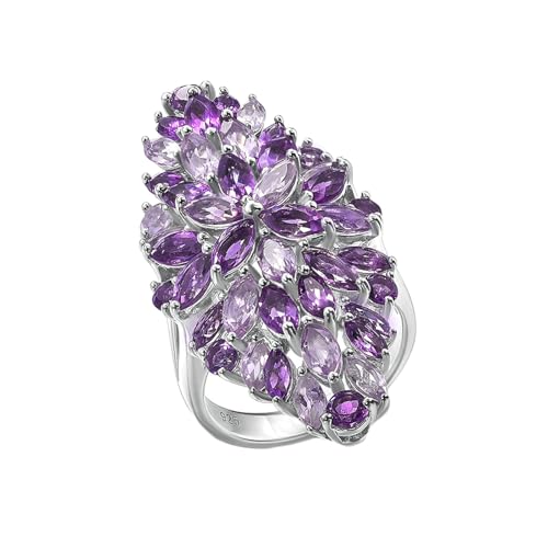 Whoiy Echt Silber Trauring Damen, Elegant Amethyst Hochzeitsring 925 Silber Ehering Verlobungsringe für Frauen Gr 56 (17.8) von Whoiy