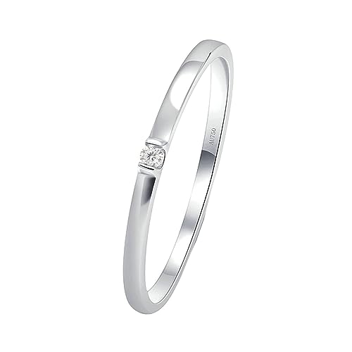 Whoiy Echtgold Eheringe Damen, Runder Schnitt Solitär 0.01ct Moissanite Hochzeitsringe 18 Karat Weisgold Verlobungsring Trauringe für Frauen Großer48 (15.3) von Whoiy