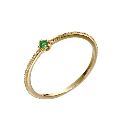 Whoiy Echtgold Trauring Damen 750, Gelbgold Hochzeit Ring Smaragd Zierlich Verlobungsringe 18K für Frauen Gr. 49 (15.6) von Whoiy