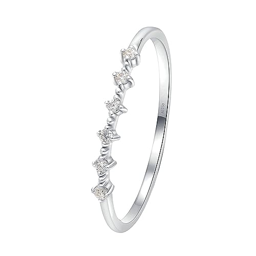 Whoiy Echtgold Verlobungsringe Damen 750, Weißgold Ehering 0.04ct Moissanite Runder Schnitt Zierlich Trauring 18K für Frauen Gr 53 (16.9) von Whoiy