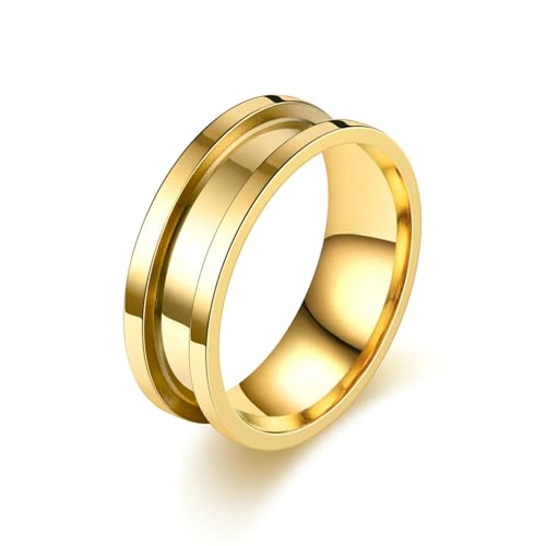 Whoiy Edelstahl Bandring Männer Poliert, Gold Ringe 8MM Ring Verlobung Gravur Personalisiert Größe 65 (20.7) von Whoiy