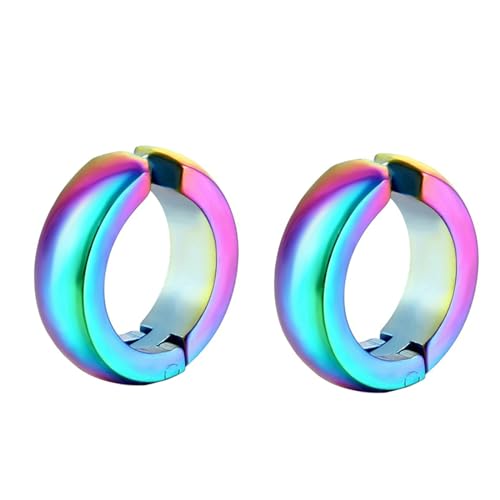 Whoiy Edelstahl Damen Creolen Klobig, Nicht Piercing Frauen Ohrringe Ohrschmuck Mehrfarbig Creolen Ohrringe Kleines Geschenk von Whoiy