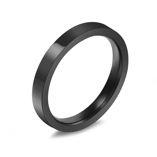 Whoiy Edelstahl Eheringe Freundschaftsringe Ringe Damen Dünn, Schwarz Ringe Poliert 3MM Ringe Partnerringe Gravur Personalisiert Größe 60 (19.1) von Whoiy