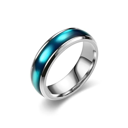 Whoiy Edelstahl Eheringe Freundschaftsringe Ringe Frauen Emaille, Blau Ringe Poliert 6MM Partnerringe Hochzeit Gravur Personalisiert Größe 54 (17.2) von Whoiy