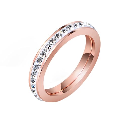 Whoiy Edelstahl Eheringe Freundschaftsringe Ringe Männer Ewigkeit Zirkonia, Rosevergoldet Ringe 3.5MM Partnerringe Hochzeit Gravur Personalisiert Größe 62 (19.7) von Whoiy